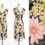 Robes évasées multicolores à fleurs en polyester à volants à motif papillons look vintage pour femme 