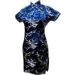 Robes de cocktail bleu marine minis à manches courtes Taille M look asiatique pour femme en promo 