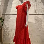 Robes rouges à rayures en coton à volants à rayures look vintage pour femme 