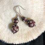 Boucles d'oreilles argentées en émail à perles en argent look vintage pour femme 