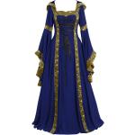 Vintage Longueur Medieval Celtic Étage Femmes Renaissance Gothique Robe Cosplay Bleu Yeigen1902
