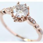 Bagues de fiançailles en diamant de mariage roses en or rose pour femme 