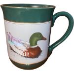 Tasses à café vert foncé en céramique à motif canards 