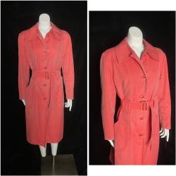 Vintage Rouge Corail Des Années 1970 London Fog Maincoats Trench Coat, Taille Moyenne Grande