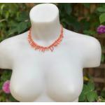 Colliers orange corail à perles look vintage 