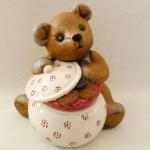 Boites à biscuits marron patchwork en céramique à motif ours avec couvercle 