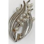 Broches en argent argentées en métal à perles look vintage pour femme 