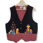 Vestes vintage pour fêtes de Noël rouges en velours à motif ours Taille L 