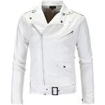 Vestes vintage blanches en cuir synthétique avec ceinture Taille S look fashion pour homme 