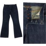 Jeans évasés bleues foncé en coton look vintage pour femme 