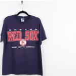 Vintage Y2K Boston Red Sox Major League Baseball Dynasty 2002 Mlb Navy Blue W/Graphic Print Tee Athletic Sports T-Shirt Taille Medium