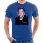 VINTRO Al Pacino Goatee T-Shirt pour homme Portrait original par Sidney Maurer Imprimé professionnellement - Bleu - XX-Large