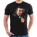 Vintro Sean Connery James Bond T-Shirt Homme Original Portrait par Sidney Maurer (Noir, XXL)