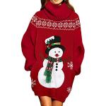 Viottiset Femme Noël Surdimensionné Long Pull Mini Robe Haut Cou Côtelé Tricoté Pull Épais Casual 03 - Châtaignier L
