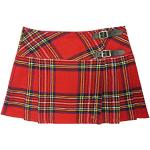 Jupes portefeuille rouges à carreaux en laine minis Taille XXS look Punk pour femme 