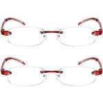 Viseng lunettes de lecture 2 pièces, hommes/femmes, sans monture, anti-lumière bleue, lunettes de lecture ultra-légères, lecteur portable +2.0,rouge