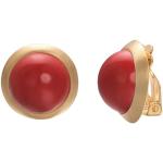 Boucles d'oreilles à clip pour la Saint-Valentin rouges en acier à perles look fashion pour femme 