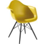 Vitra Chaise avec accoudoirs Eames Plastic DAR noir jaune moutarde structure façon Tour Eiffel basic dark noir