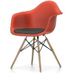 Chaises design Vitra rouge coquelicot en frêne avec accoudoirs modernes 