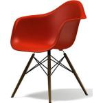 Chaises design Vitra Eames rouge coquelicot en plastique avec accoudoirs 