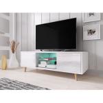 Meuble TV d'angle design blanc mat L100 cm KAROL - Miliboo