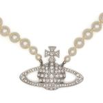 Colliers de créateur Vivienne Westwood blancs en cristal à perles pour femme 