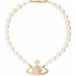 Ras-de-cou de créateur Vivienne Westwood blancs en cristal à perles pour femme 