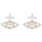 Boucles d'oreilles de créateur Vivienne Westwood argentées en cristal à perles à motif papillons en argent pour femme 