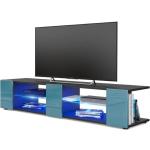 Meubles TV design turquoise en verre 