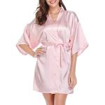 Robes de chambre courtes de demoiselle d'honneur roses en polyester à strass lavable en machine Taille XXL look fashion pour femme 