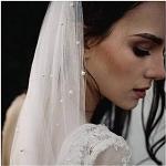Voiles de mariée blanc d'ivoire en tulle à perles de mariée look fashion pour femme 