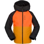 Vestes de ski Volcom orange enfant avec jupe pare-neige look fashion en promo 