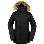 Vestes de ski Volcom noires en fausse fourrure à motif ville imperméables avec jupe pare-neige Taille M look fashion pour femme 