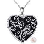 Pendentifs coeur noirs en argent à motif papillons look fashion pour femme 