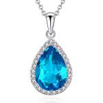 Colliers pierre précieuse bleus finition brillante 18 carats classiques pour femme 