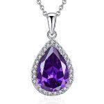 Colliers pierre précieuse violets en cristal finition brillante 18 carats classiques pour femme 