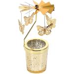 Bougeoirs en verre dorés à motif papillons 