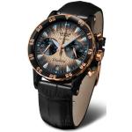 Montres-bracelet Vostok noires à quartz look fashion en cuir pour femme 