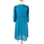 Robes manches trois quart turquoise à manches trois-quart look casual pour femme 