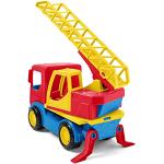 Wader 35319 35319-Tech Camion de Pompier avec échelle, tête rotative, Pieds et Axes en Acier Stables, env. 23,5 x 11,5 x 28 cm, à partir de 12 Mois, pour Les Jeux créatifs Multicolore