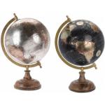 Globes terrestres Wadiga argentés en bois 