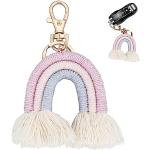 Porte-clés rose bonbon à pompons look fashion 