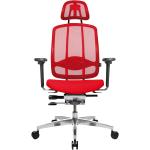 Wagner AluMedic 10 - Chaise de bureau rouge piètement étoilé 5 branches/appuie-tête