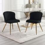 Chaises de cuisine dorées en velours en lot de 2 modernes 
