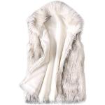 Manteaux blancs à effet léopard en fourrure à capuche sans manches à col montant Taille 3 XL plus size look gothique pour femme 