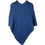Ponchos tricot bleu marine en laine Tailles uniques look fashion pour femme 