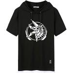WANHONGYUE Anime Monster Hunter Sweat-Shirt à Capuche Manche Courte T-Shirt Homme Hip Hop Hoodie Pullover Tee Tops Black-1-3XL