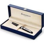 Waterman Expert stylo bille, noir brillant avec attributs chromés, pointe moyenne, encre bleue, coffret cadeau