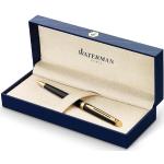 Waterman Hémisphère stylo bille luxe - noir brillant avec attributs or fin 23K - pointe moyenne - encre bleue - coffret cadeau
