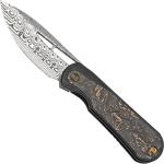 WE Knife Baloo WE21033-DS1 Damasteel, Black Titanium/Grey Carbonfiber, couteau de poche